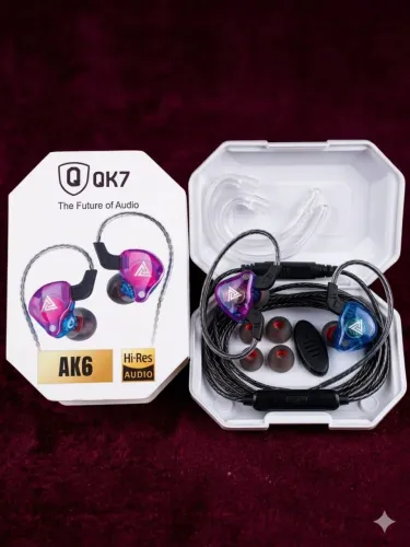 Fone profissional qk7 preto roxo e branco