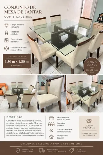 Mesa com 6 cadeiras 