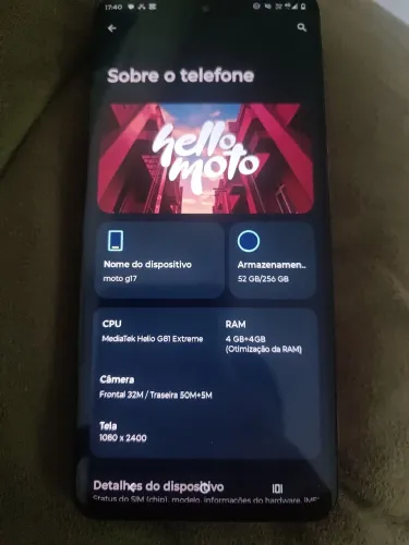 Moto G17 256gb rosa, 2 meses de uso, chama ?