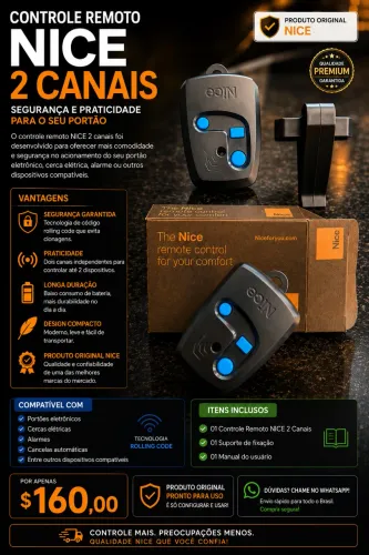 ? CONTROLE REMOTO NICE 2 CANAIS - ORIGINAL