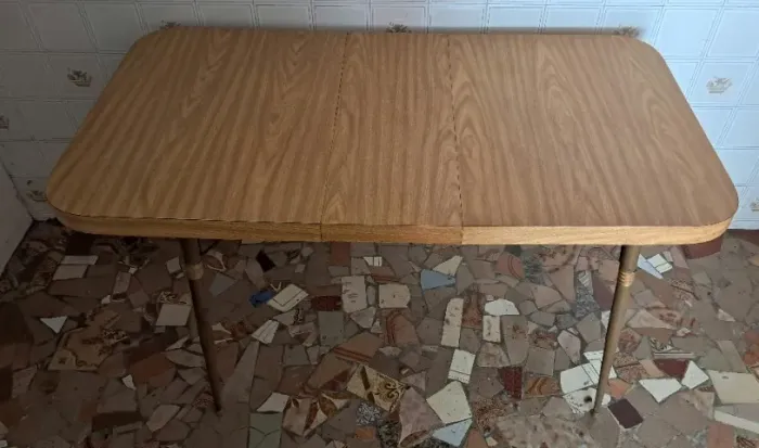 Mesa de Jantar Retangular Grande com Extensão Antiga Estilo Anos 80 Ótimo Estado