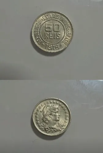 Moeda de 50 réis, de 1918
