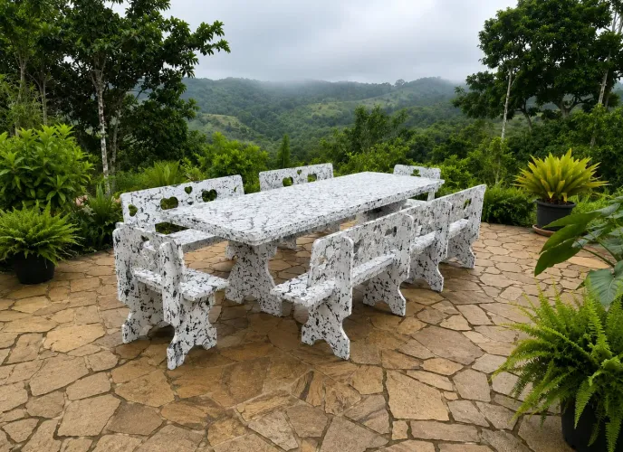 Mesa pedra de ardósia pintada 