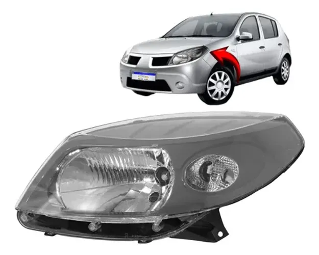 Farol Renault Sandero 2008 2009 2010 2011 M.cinza L.e Esquerdo