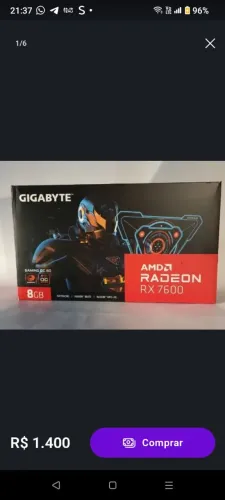 Placa AMD redeon 7600 RX