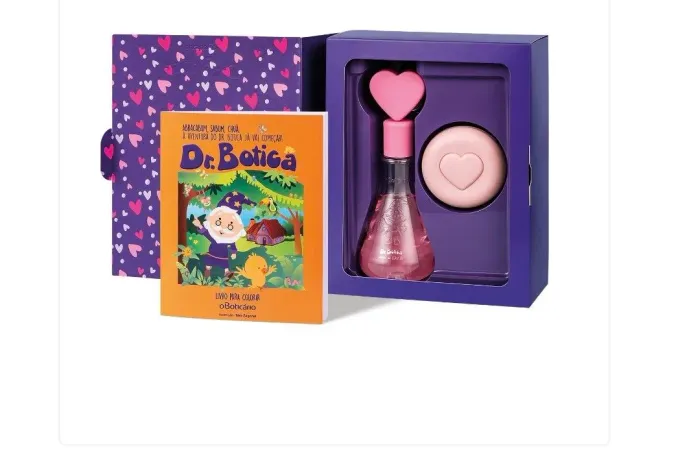 Kit estojo infantil Dr Botica O Boticário, com perfume, sabonete, livrinho de pintura