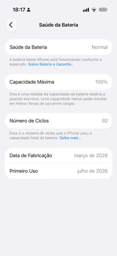 iPhone 17 256GB bateria 100%