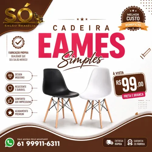 CADEIRA EAMES SIMPLES - DESIGN, CONFORTO E QUALIDADE