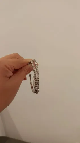 Argola em Strass Aço Inox. 6cm de Altura .