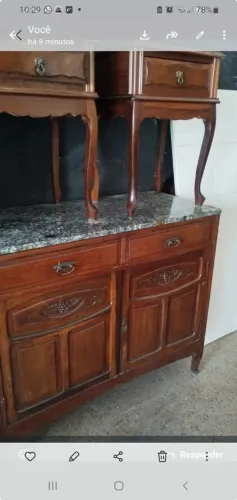 Conjunto comoda com tampo de mármore + 02 criados 