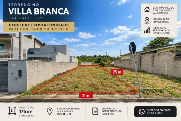 Terreno 7x25 - Villa Branca - Jacareí -