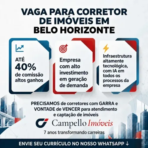 Selecionamos pessoas para trabalhar venda de imóveis