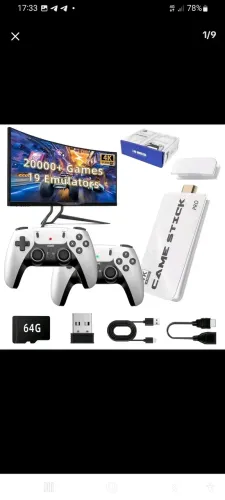 Videogame Game Stick 4K Retrô com 2 Controles Sem Fio Console retrô compacto Game Stick 4