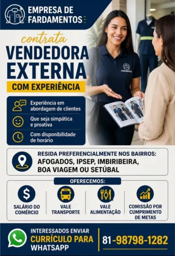 Vaga para Vendedora Externa