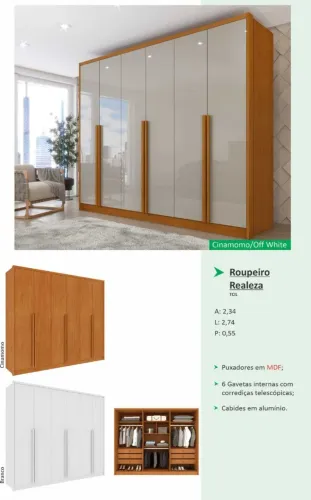 Guarda Roupa Realeza Casal 6 portas 