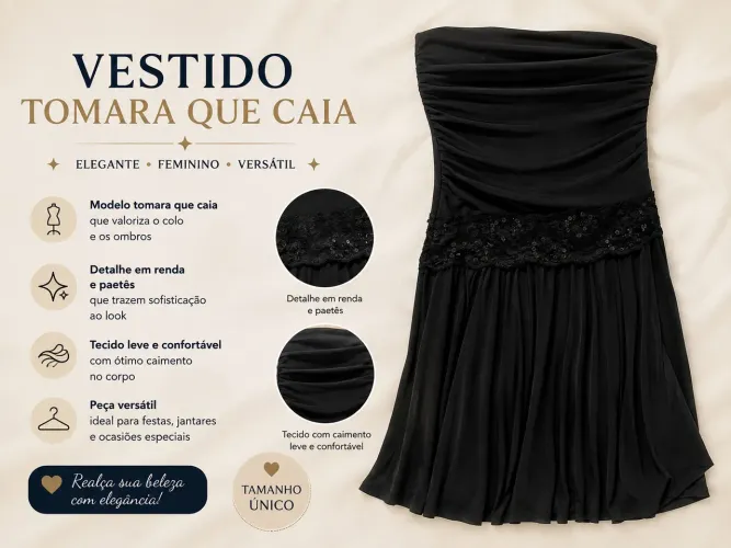 Vestido feminino tomara que caia