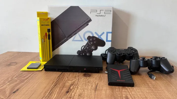 Playstation 2 + Hd Com Jogos + 2 Controles