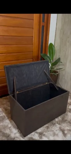 Puff Baú Organizador 85cm - Suede Marrom (Direto da Fábrica)