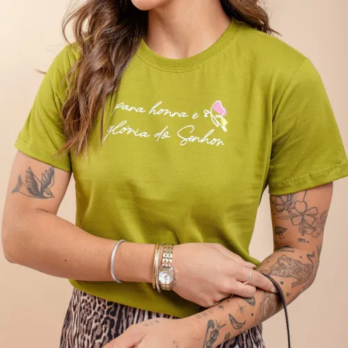 T-shirt Verde: Para honra e glória do Senhor I Presente