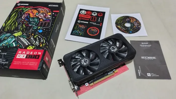 Placa de Vídeo PCYes Radeon RX 570 Edge 8GB GDDR5 256-bit - Pouco Usada, Com garantia