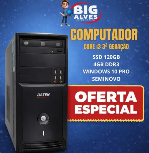 Computador Intel Core i3 3ª Geração SSD 120GB 4GB DDR3 Windows 10 Pro Seminovo