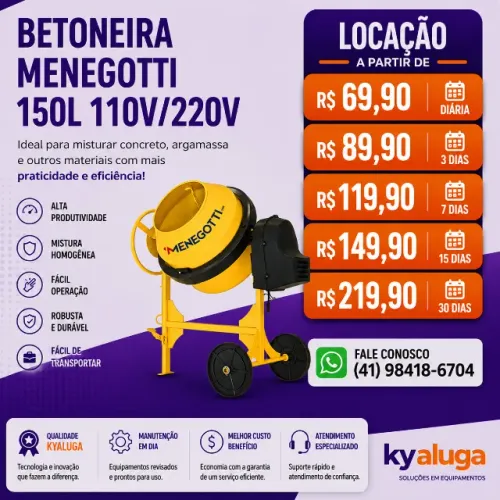 ALUGUEL - Betoneira Menegotti 150L