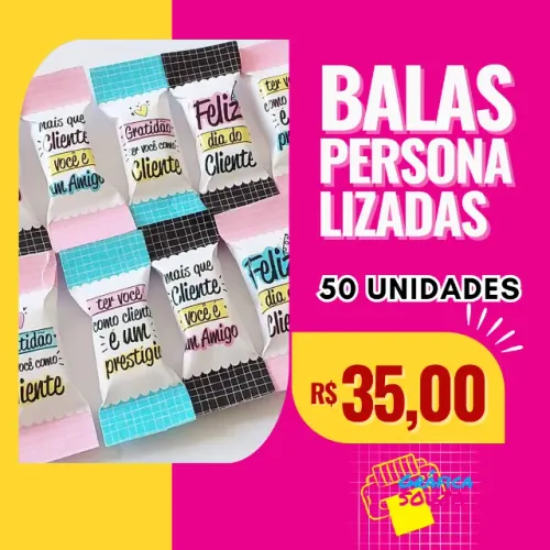 50 balas personalizadas o Tema que Desejar criamos Aniversario Brinde empresa