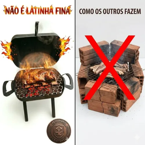 Churrasqueira bafinho portátil, aço puro, não é latinha fina como algumas 