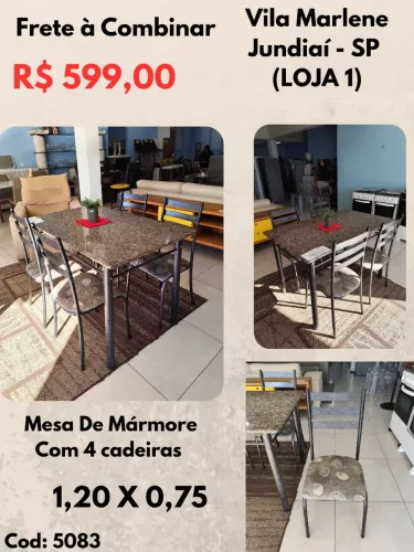 Mesa De Mármore Com 4 Cadeiras