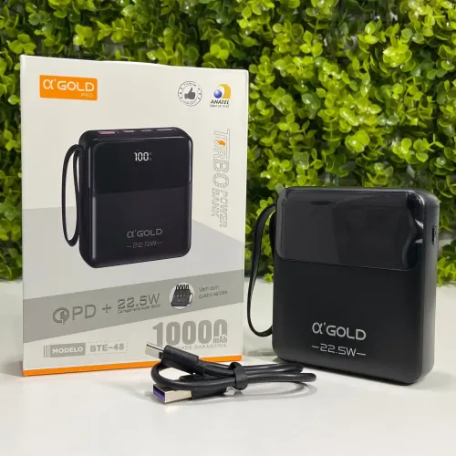 Power Bank ?GOLD Pro 10000mAh PD com 4 Conexões