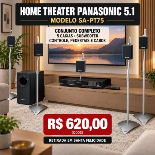 HOME THEATER PANASONIC 5.1 SA-PT75 COMPLETO (C003)