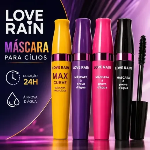 Máscara para Cílios Lové Rain Max Curve Original 24H À Prova D?Água - Volume, Curvatura e