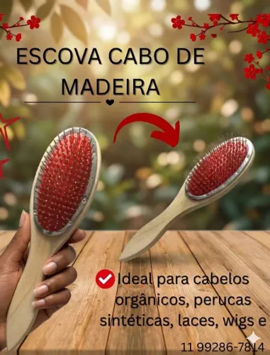 Escova para cabelo de madeira com cerdas de aço 