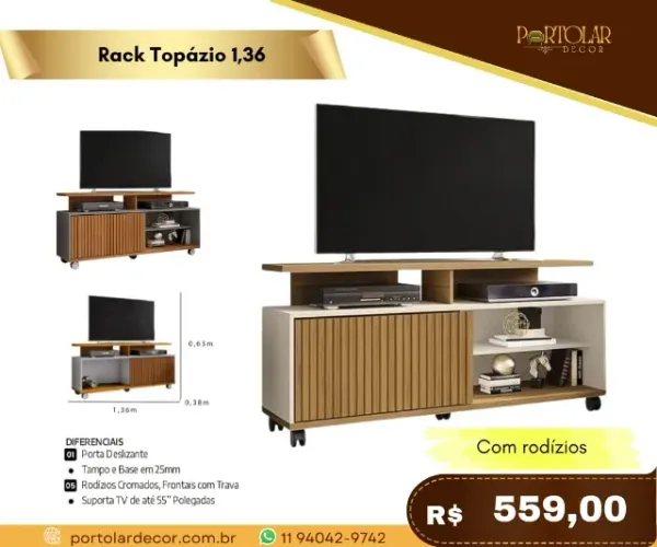 Rack Topazio 1,36 a pronta entrega