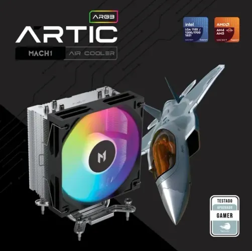 Air Cooler MACH1 ARTIC, ARGB, AMD e Intel, 120mm, Preto - A40-Loja Fs