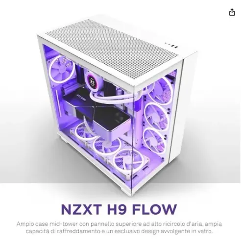 GABINETE GAMER NZXT H9 FLOW BRANCO COM FAN MODELO CM-H91FW-01
