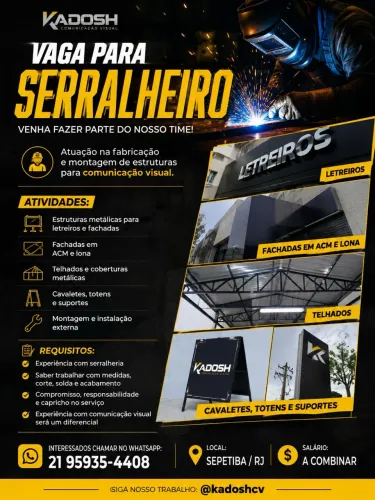 VAGA DE EMPREGO SERRALHEIRO