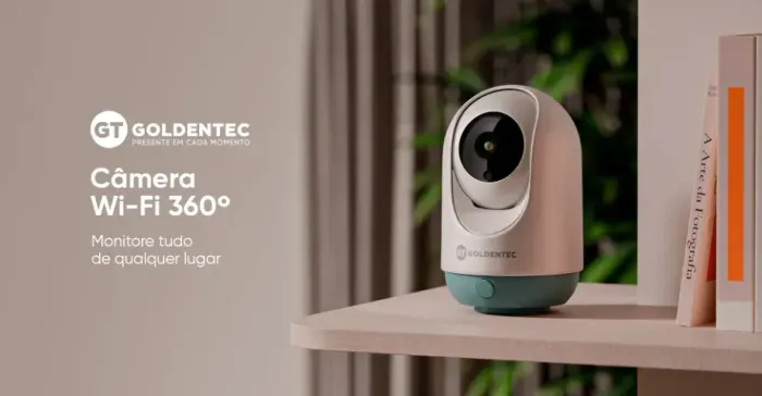 Câmera de Segurança 360° Wi-Fi Goldentec IP 3.0MP com suporte para Tuya e Smart Life