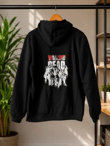 Casaco com estampa The Walking Dead (Tamanho M) com capuz e zíper (NOVO)