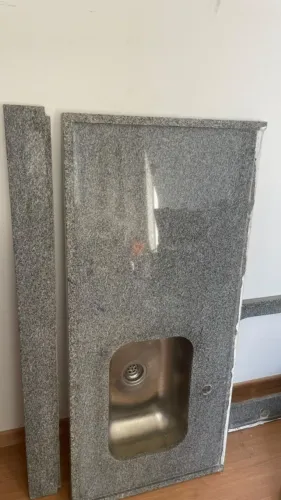 Pia de Cozinha com Cuba Inox + Pia para lavanderia - Granito - Cinza Andorinha