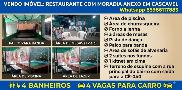 Casas, terreno e restaurante para venda troca ou financiamento em Cascavel CE 