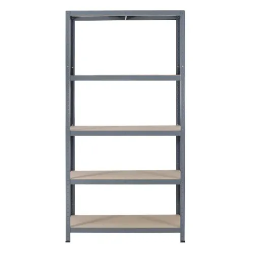 Estante de Aço e Madeira MDF com 5 Prateleiras Cinza Carga 196x100x50cm 1500kg Spaceo