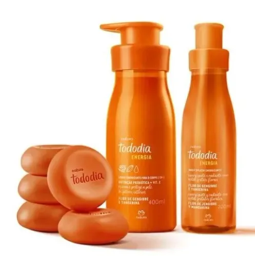 Kit Tododia Energia Flor de Gengibre e Tangerina com Sabonete, Hidratante e Body Splash