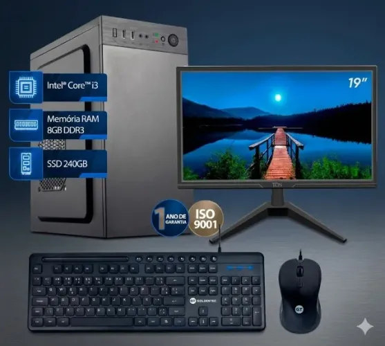 Computador Com Monitor 19" Intel Core i3 8gb ram 240gb ssd Wi-Fi Hd