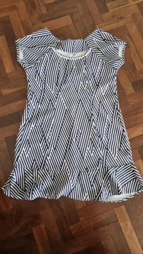 Vestido listrado no azul marinho 42