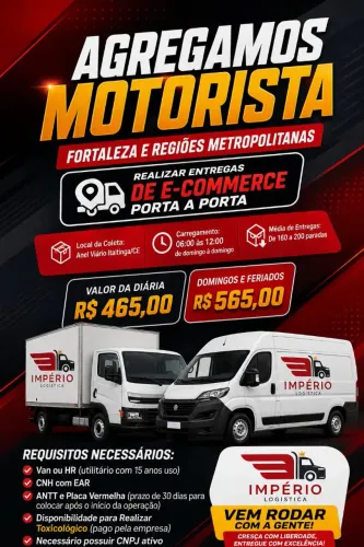 Agregamos Veículos para entrega porta a porta. 