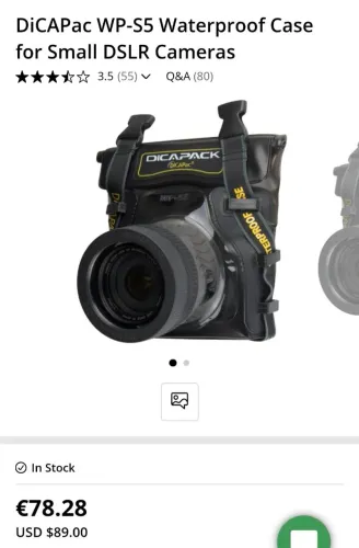 Capa Aquática Impermeável Dicapac WP-S5 Novo  Para Câmeras DSLR Grandes