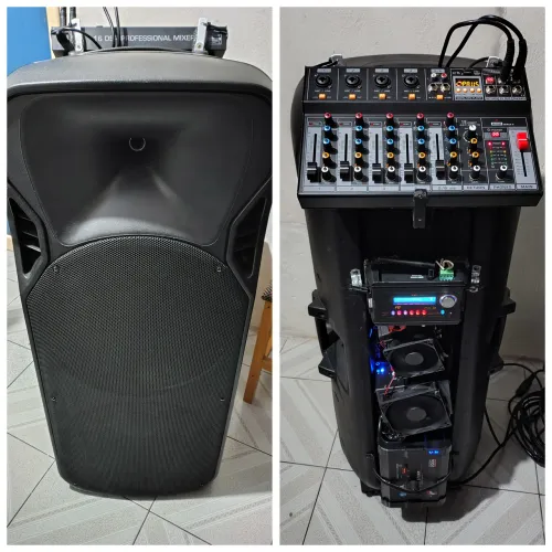 SISTEMA DE SOM COMPLETO EM UMA CAIXA ATIVA ULTRA POTENTE de 3400 rms NOVA