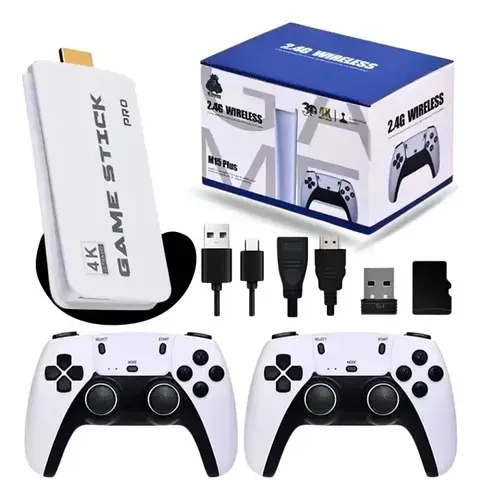Game Stick M15 Pro 4k com 2 controles sem fio