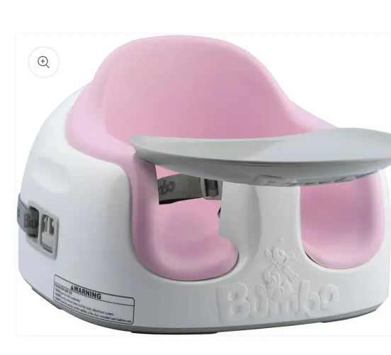 Cadeira de alimentação bumboo rosa e cinza 